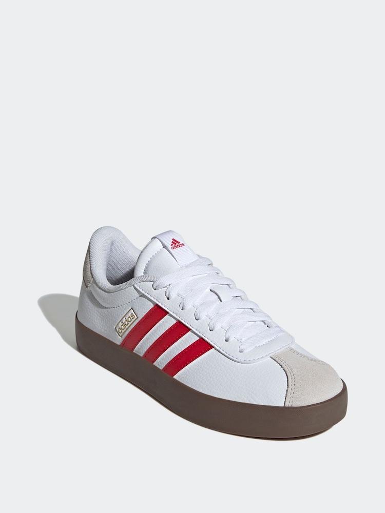 adidas White/Burgundy VL Court 3.0 Trainers - Image 3 of 8