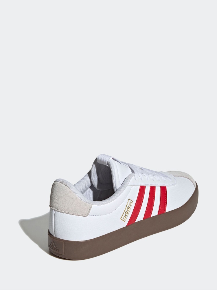 adidas White/Burgundy VL Court 3.0 Trainers - Image 4 of 8