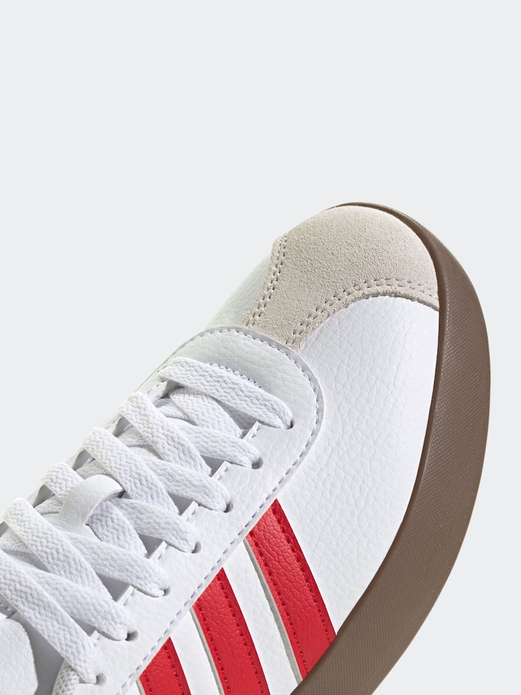 adidas White/Burgundy VL Court 3.0 Trainers - Image 7 of 8