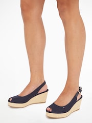 Tommy Hilfiger Blue Iconic Elba Slingback Wedges - Image 1 of 4