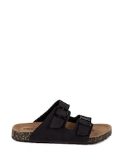 Totes Black Mens Double Buckle Sandals - Image 2 of 4