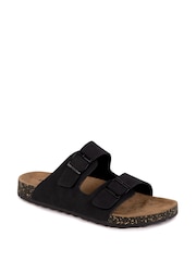 Totes Black Mens Double Buckle Sandals - Image 3 of 4