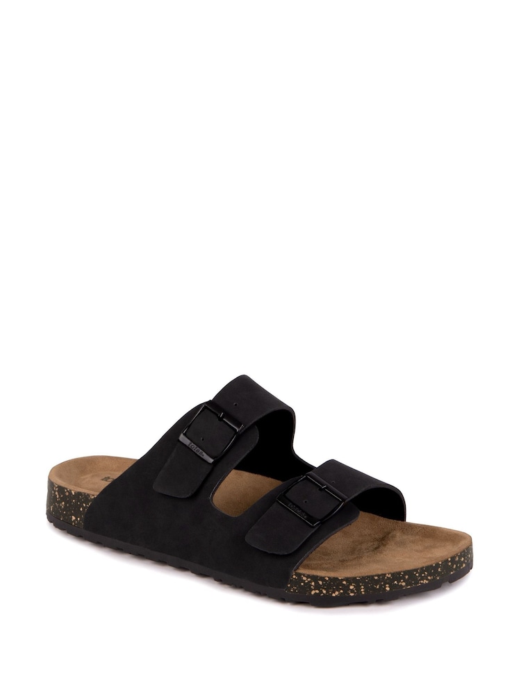 Totes Black Mens Double Buckle Sandals - Image 3 of 4