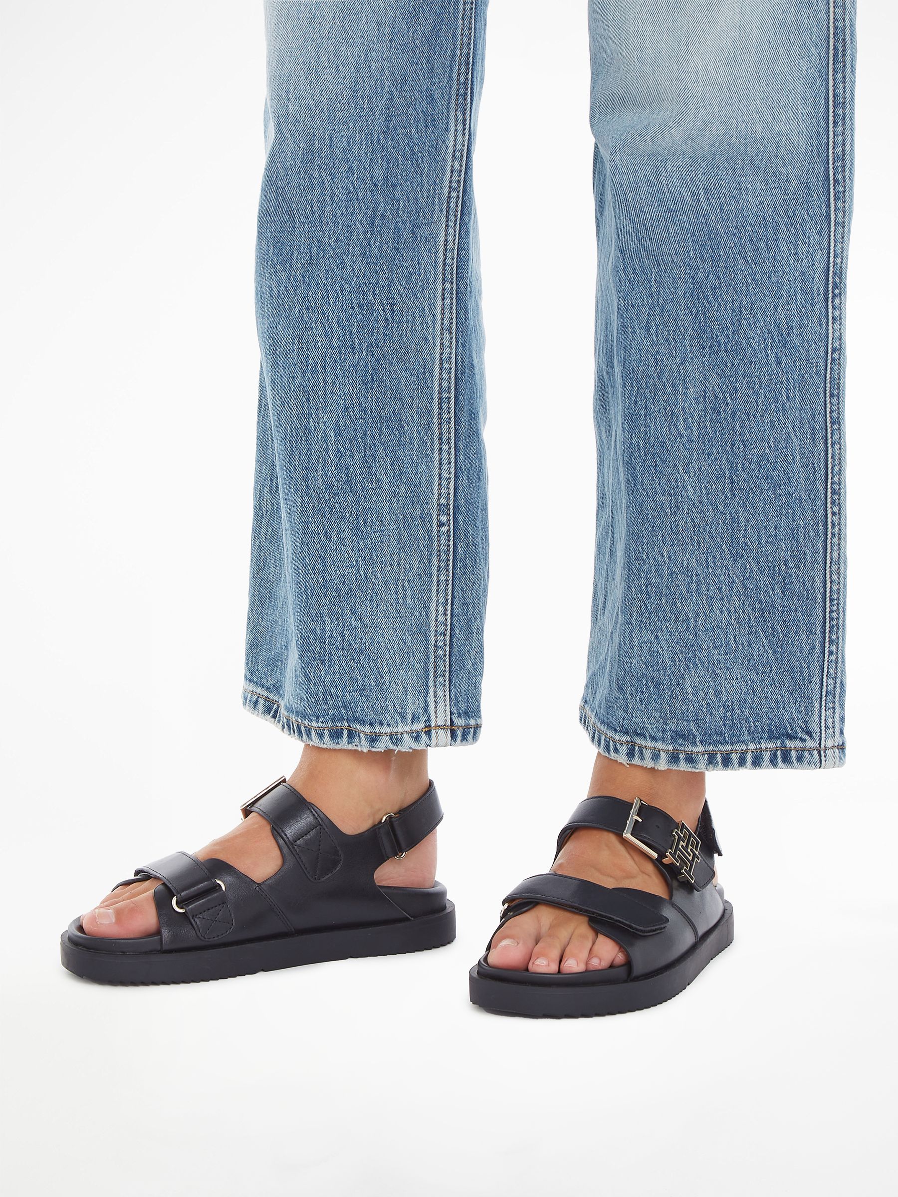 Tommy hilfiger black sandals store