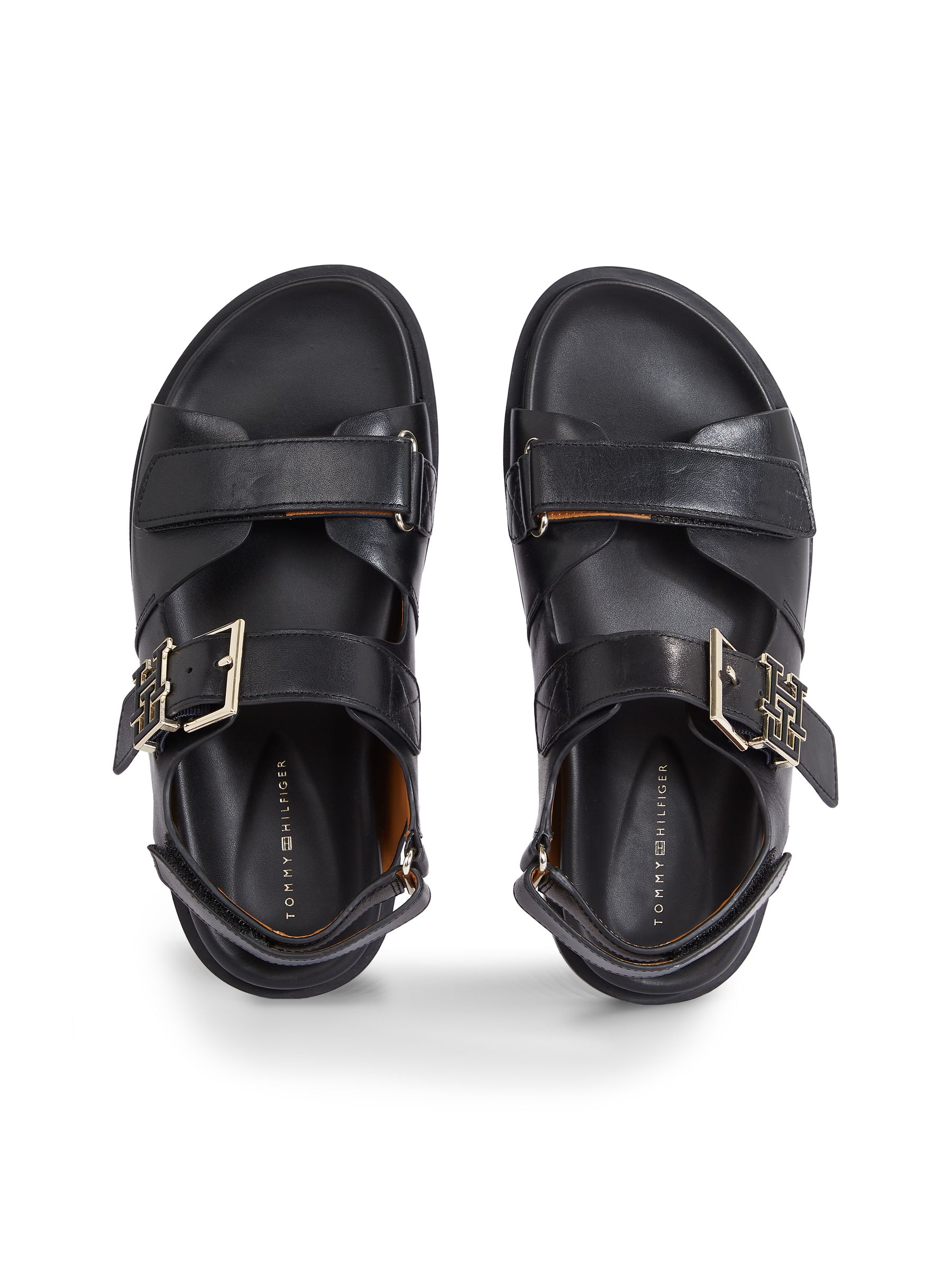 Tommy Hilfiger Black Leather Sporty Sandals