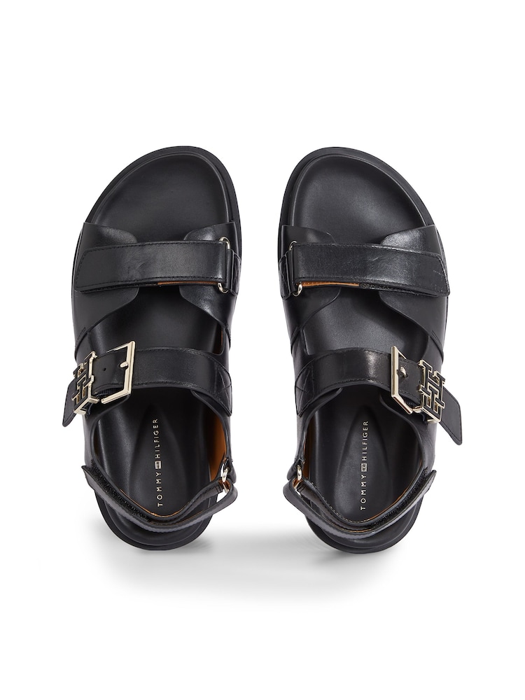 Tommy Hilfiger Black Leather Sporty Sandals - Image 4 of 4