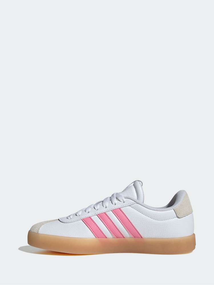 adidas White/Pink VL Court 3.0 Trainers - Image 2 of 8