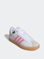 adidas White/Pink VL Court 3.0 Trainers - Image 3 of 8