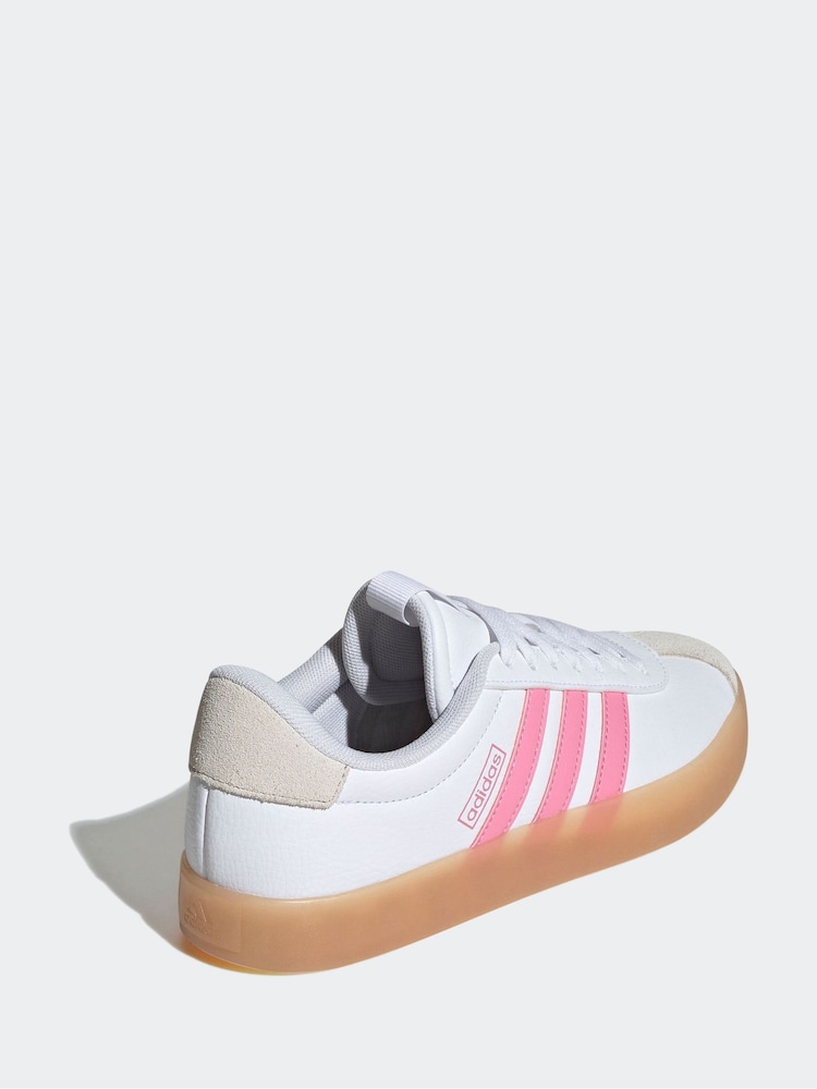 adidas White/Pink VL Court 3.0 Trainers - Image 4 of 8