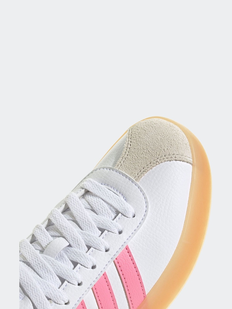 adidas White/Pink VL Court 3.0 Trainers - Image 7 of 8