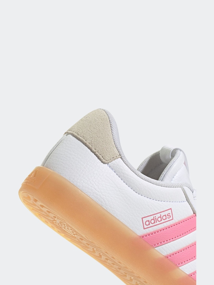 adidas White/Pink VL Court 3.0 Trainers - Image 8 of 8