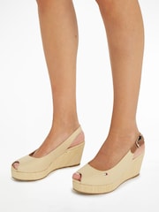 Tommy Hilfiger Cream Iconic Elba Slingback Wedges - Image 1 of 4