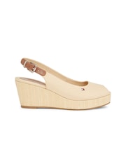 Tommy Hilfiger Cream Iconic Elba Slingback Wedges - Image 2 of 4
