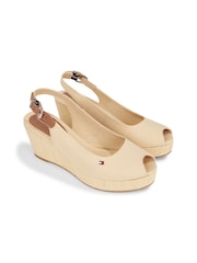 Tommy Hilfiger Cream Iconic Elba Slingback Wedges - Image 3 of 4