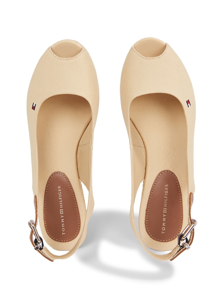 Tommy Hilfiger Cream Iconic Elba Slingback Wedges - Image 4 of 4