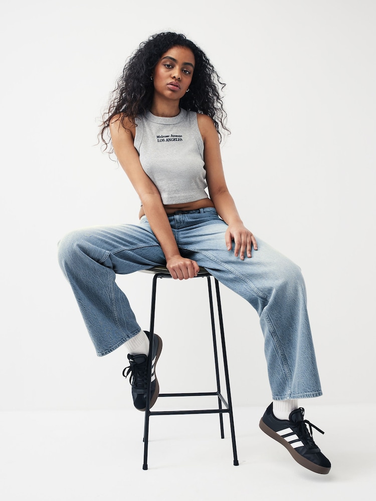 Dark Blue Baggy Wide Leg Hourglass Jeans - Image 1 of 5 Dark Blue Baggy Wide Leg Hourglass Jeans - Image 1 of 5