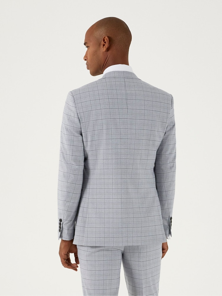 Skopes Silver Grey Tailored Fit Brook Check Suit: Jacket - Image 2 of 4
