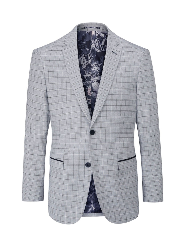 Skopes Silver Grey Tailored Fit Brook Check Suit: Jacket - Image 3 of 4