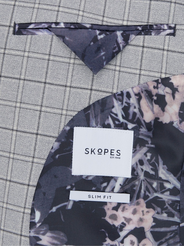 Skopes Silver Grey Tailored Fit Brook Check Suit: Jacket - Image 4 of 4