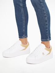 Tommy Hilfiger White Platform Court Sneakers - Image 1 of 3