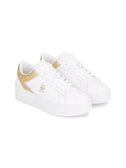 Tommy Hilfiger White Platform Court Sneakers - Image 2 of 3