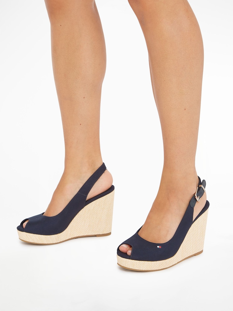 Tommy Hilfiger Light Blue Iconic Elba Slingback Wedges - Image 1 of 4