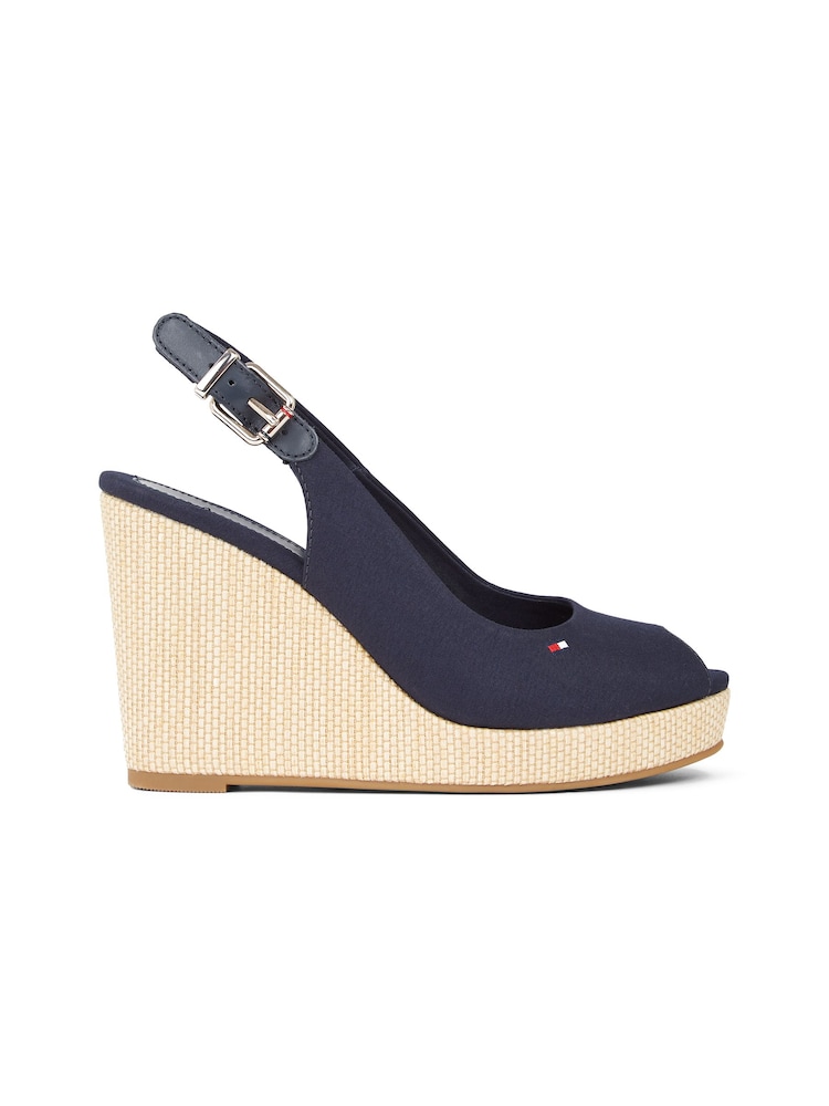 Tommy Hilfiger Light Blue Iconic Elba Slingback Wedges - Image 2 of 4