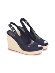 Tommy Hilfiger Light Blue Iconic Elba Slingback Wedges - Image 3 of 4