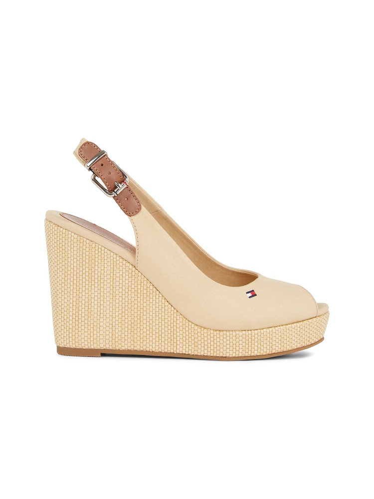 Tommy Hilfiger Light Cream Iconic Elba Slingback Wedges - Image 2 of 4