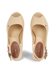 Tommy Hilfiger Light Cream Iconic Elba Slingback Wedges - Image 4 of 4