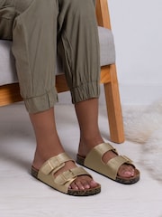 Totes Metallic Ladies Double Buckle Sandals - Image 1 of 4