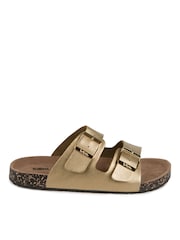 Totes Metallic Ladies Double Buckle Sandals - Image 2 of 4