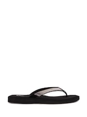 Totes Black Ladies Beaded Toe Post Flip Flop Sandals - Image 1 of 6