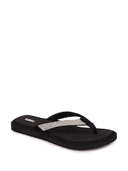 Totes Black Ladies Beaded Toe Post Flip Flop Sandals - Image 2 of 6