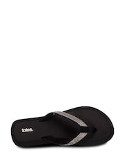 Totes Black Ladies Beaded Toe Post Flip Flop Sandals - Image 3 of 6