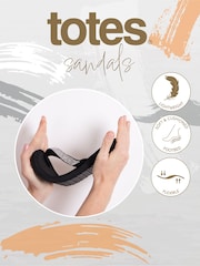 Totes Black Ladies Beaded Toe Post Flip Flop Sandals - Image 6 of 6