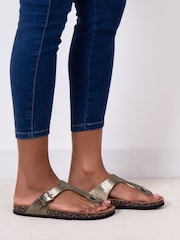 Totes Metallic Ladies Toe Post Sandals - Image 1 of 5