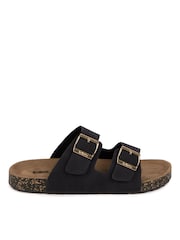 Totes Black Ladies Double Buckle Sandals - Image 2 of 4