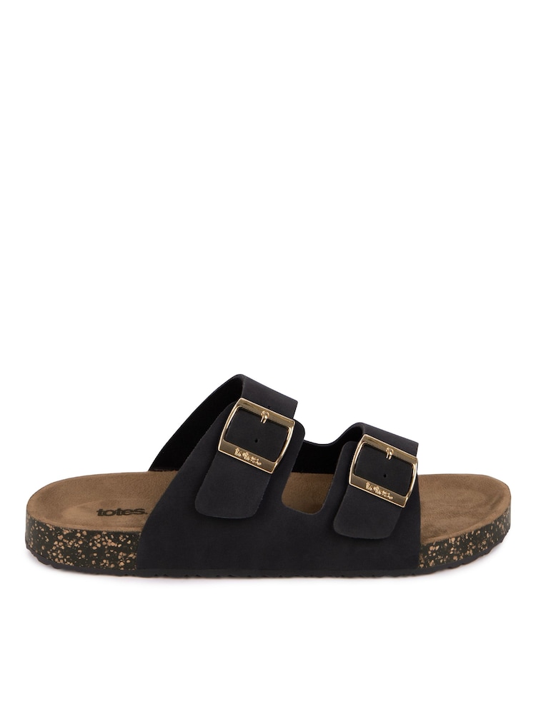 Totes Black Ladies Double Buckle Sandals - Image 2 of 4
