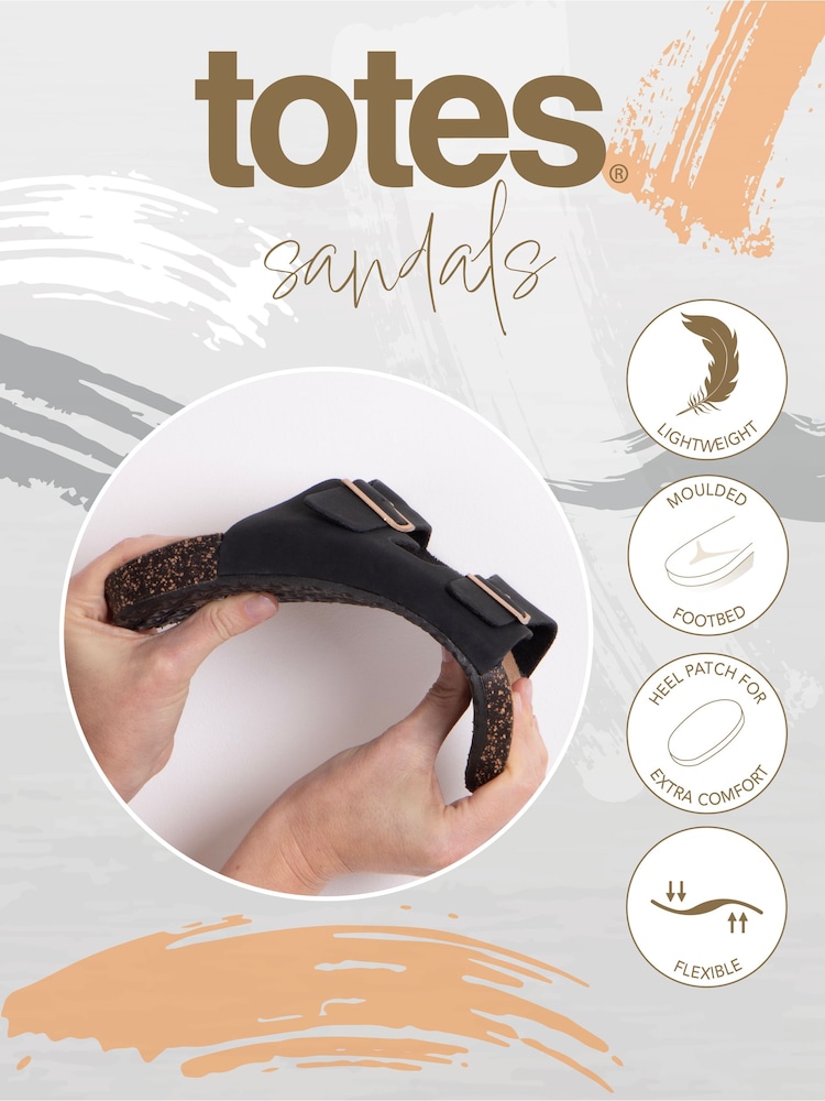 Totes Black Ladies Double Buckle Sandals - Image 4 of 4