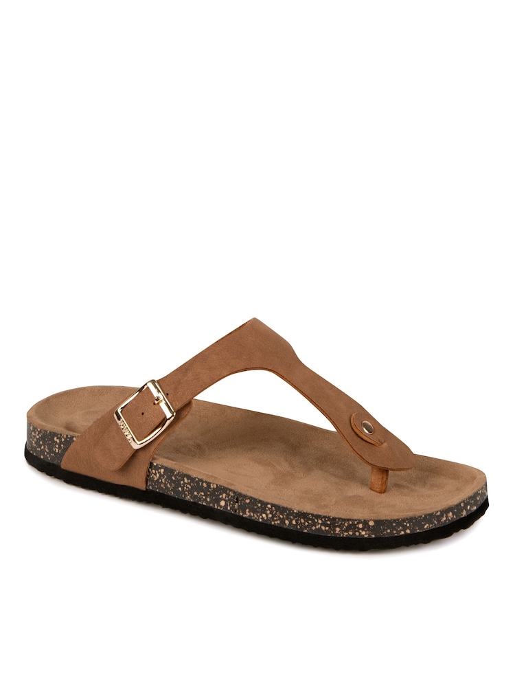 Totes Nude Ladies Toe Post Sandals - Image 3 of 5