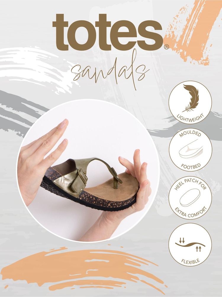 Totes Nude Ladies Toe Post Sandals - Image 5 of 5