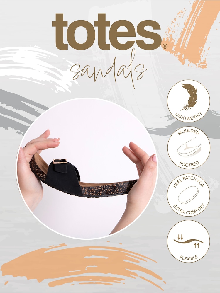 Totes Black Ladies Buckle Sandals - Image 4 of 4