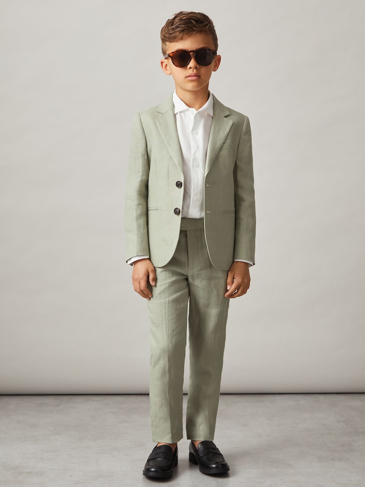 Pantalones ajustables de corte slim de lino Kin de Reiss - Imagen 1 de 4