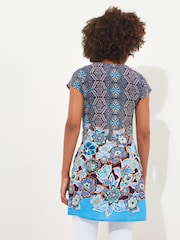 Joe Browns Blue Floral Print Cap Sleeve Tunic - Image 4 of 5