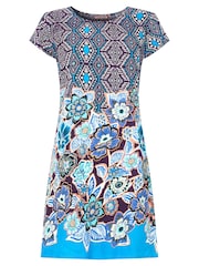 Joe Browns Blue Floral Print Cap Sleeve Tunic - Image 5 of 5