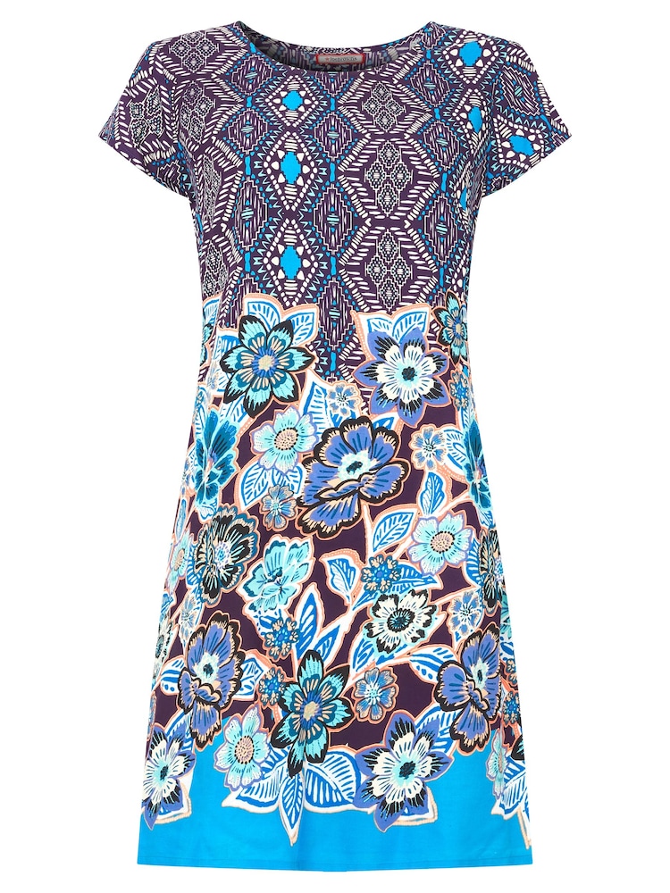Joe Browns Blue Floral Print Cap Sleeve Tunic - Image 5 of 5