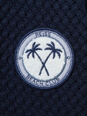 Reiss Navy Sandy 13-14 yrs Knitted Cotton Cuban Collar Shirt - Image 5 of 5