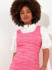 Joe Browns Pink Tweed Shift Mini Dress - Image 4 of 5