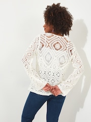 Joe Browns White Crochet Flared Sleeve Cardigan - Image 2 of 5